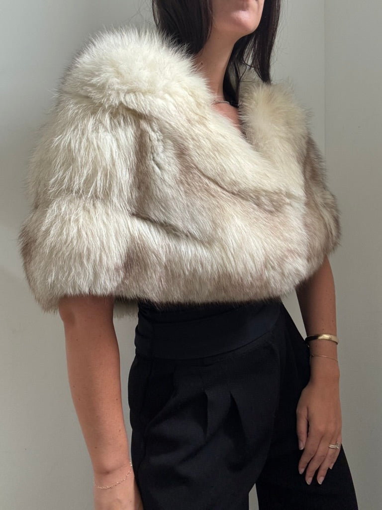 Vintage White Fox Fur Shaw