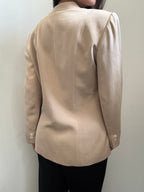 Vintage Tan Silk Collarless Blazer Size Large