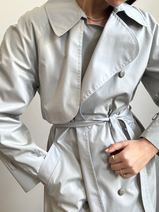 Vintage Light Grey Trench Coat Size Medium