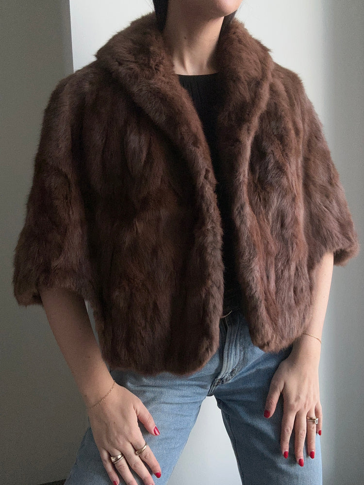 Vintage Rabbit Fur Shawl XS-M