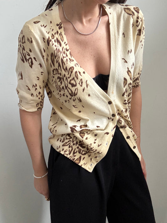 Vintage Cheetah Button Up Cardigan Size Large