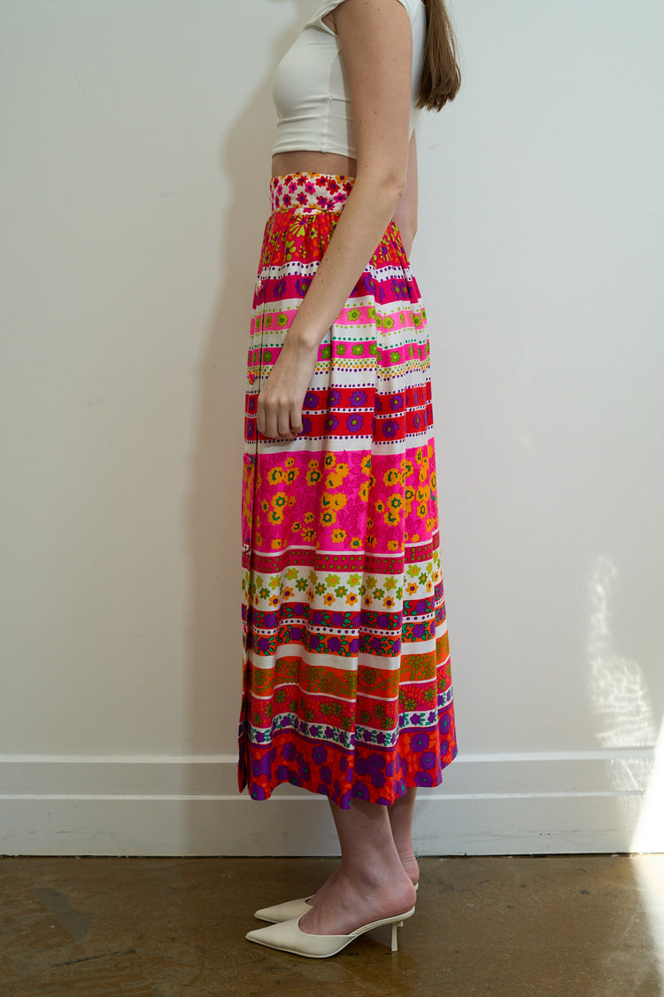 Vintage Multicolor Floral Skirt Size S