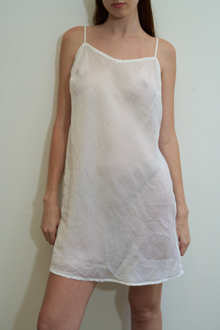 Vintage White Linen Slip dress Size M