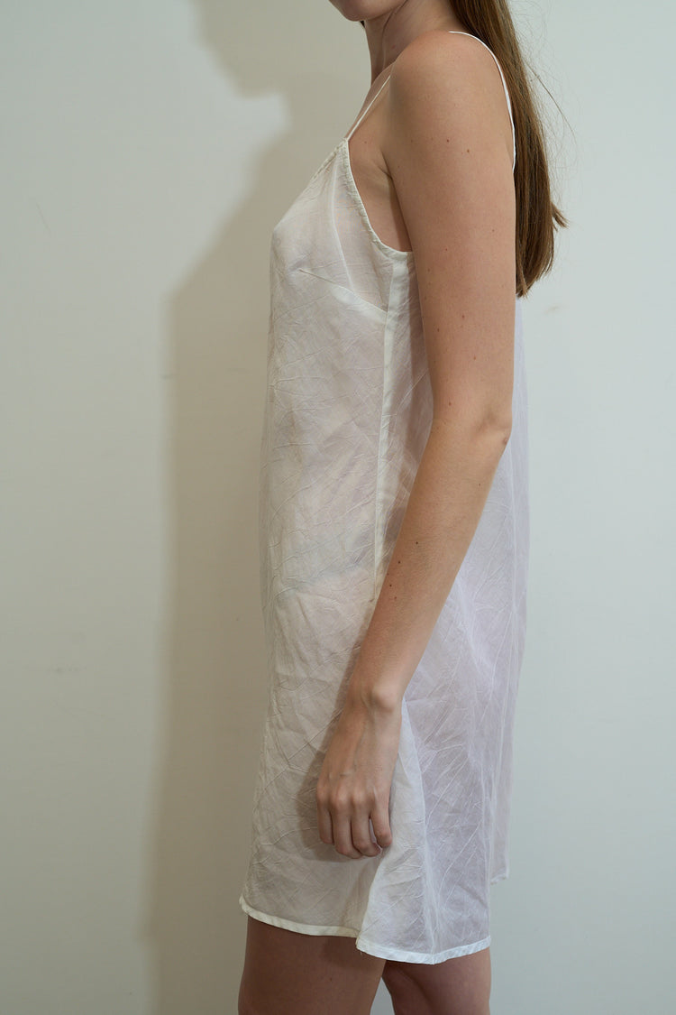 Vintage White Linen Slip dress Size M