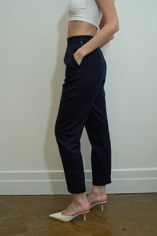 Vintage Ralph Lauren Wool Trouser in Navy Size XS