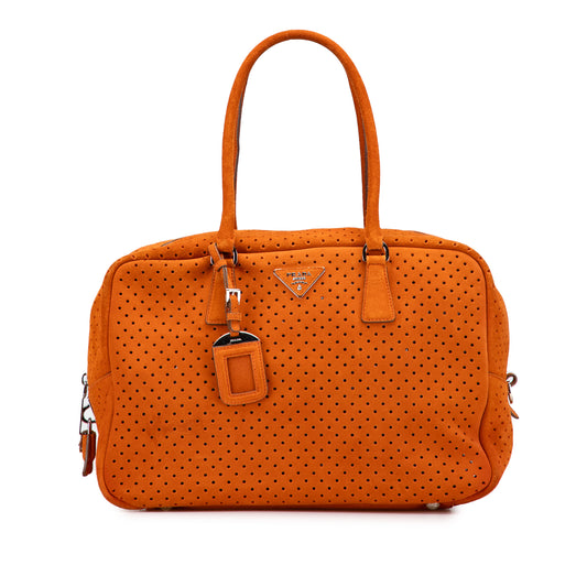 Vintage Prada Suede  Perforated Bauletto