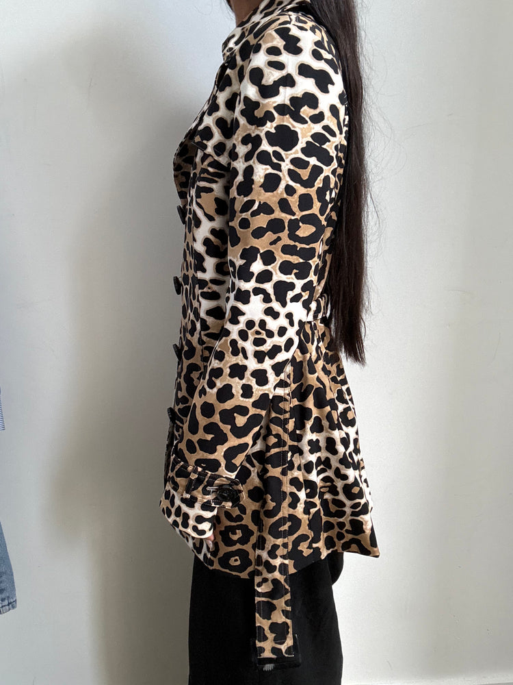 Vintage Leopard Print Belted Trench Size XS