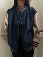 Vintage Denim Varsity Jacket Size Large