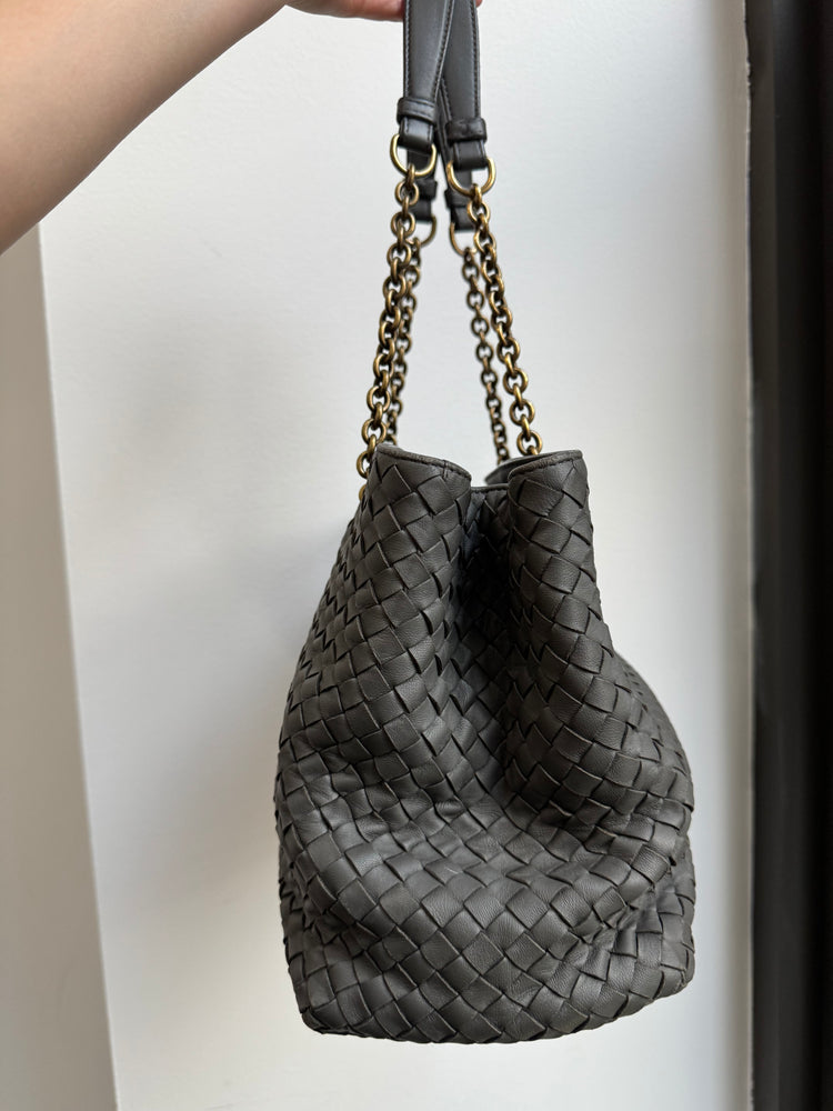 Bottega Veneta Deep Grey Nappa Intrecciato Tote Bag