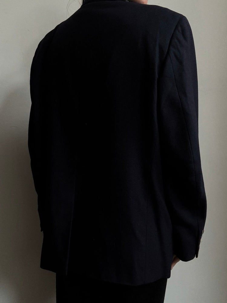 Vintage Pure Cashmere Navy Blue Blazer Size Large