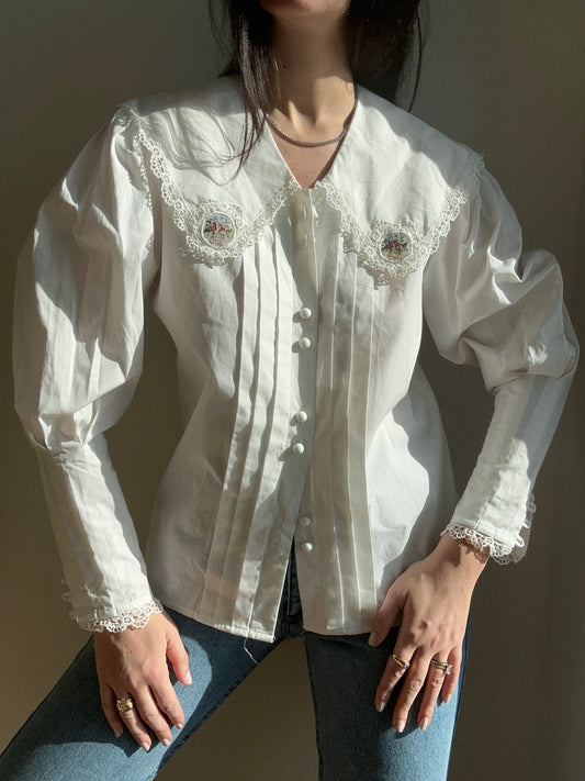 Vintage Victorian Cotton Poplin Blouse