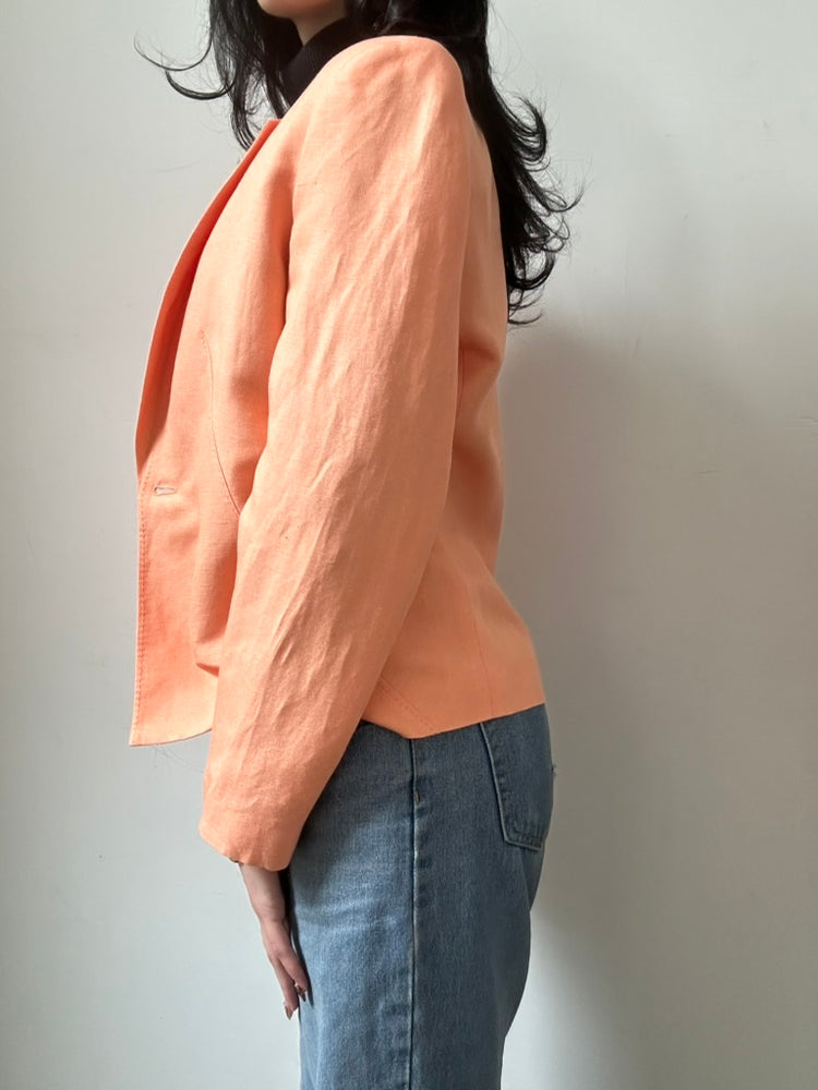 Vintage Pastel Linen Fitted Blazer Size Large