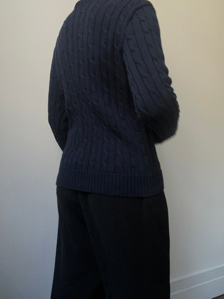 Vintage Ralph Lauren Navy Cable Knit Sweater Size S