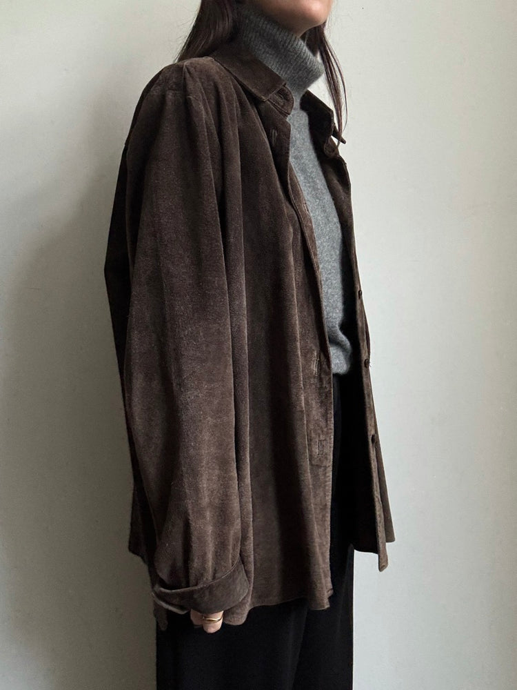 Vintage Brown Suede Button Up Size Medium