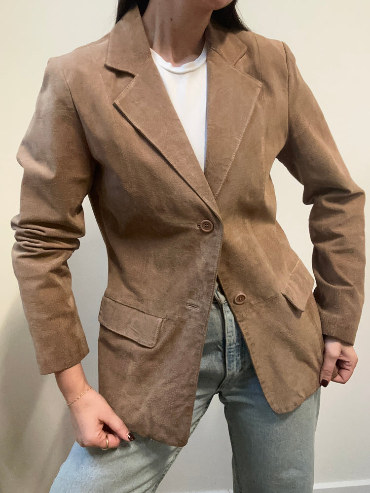 Vintage Tan Two Button Suede Blazer Size 4