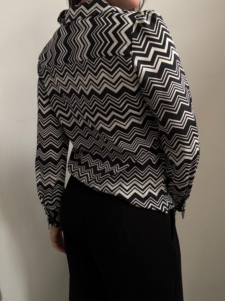 Vintage Black & White Zig Zag Missoni Top Size XS