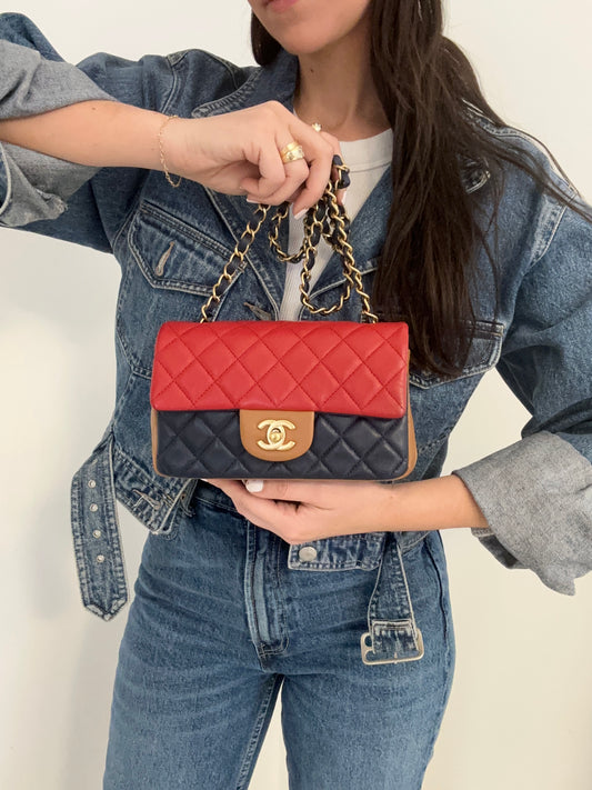 Vintage Chanel Tri-Colour Mini Flap Bag