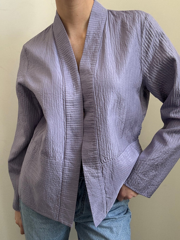 Vintage Dusty Purple Silk Lightweight Evening Jacket Size Medium