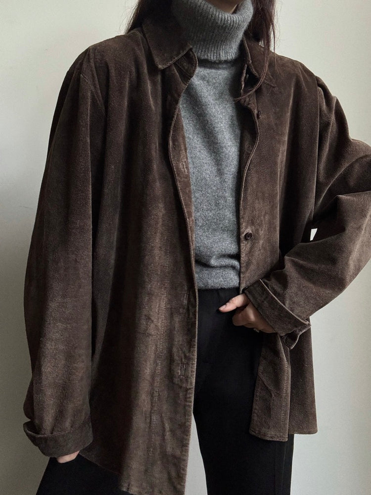 Vintage Brown Suede Button Up Size Medium