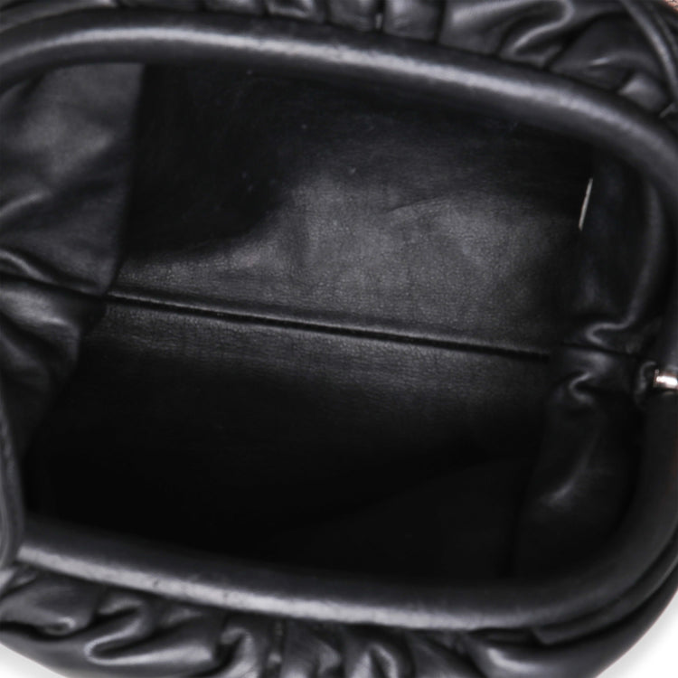 Pre-Loved Bottega Black Calfskin Mini Pouch Bag