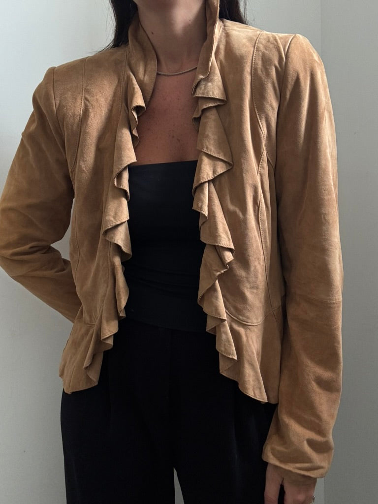 Vintage Suede Ruffle Jacket Size Medium