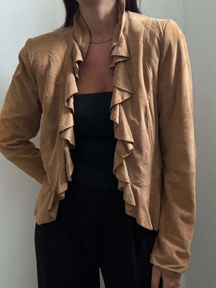 Vintage Suede Ruffle Jacket Size M