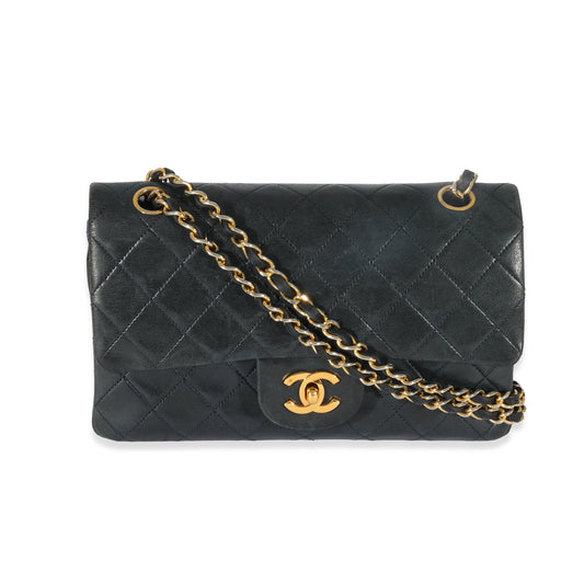 Vintage 1989 Chanel Navy Quilted Lambskin Small Classic Double Flap Bag