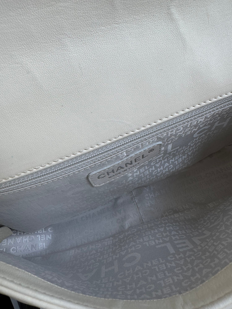 Chanel 2006 Black + White Lambskin Chocolate Bar Chain Flap Bag