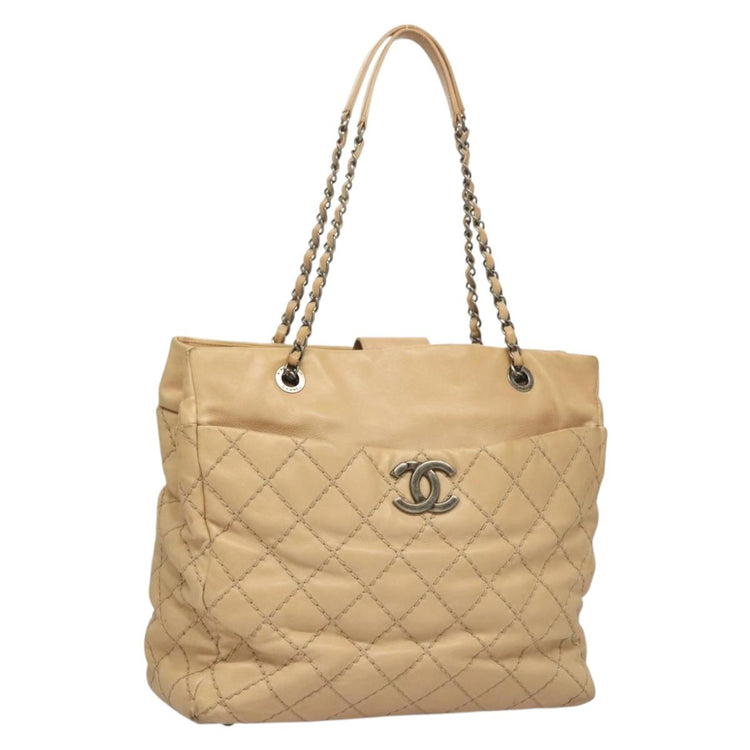 Vintage 2013 Chanel Beige Wild Stitch Tote Bag