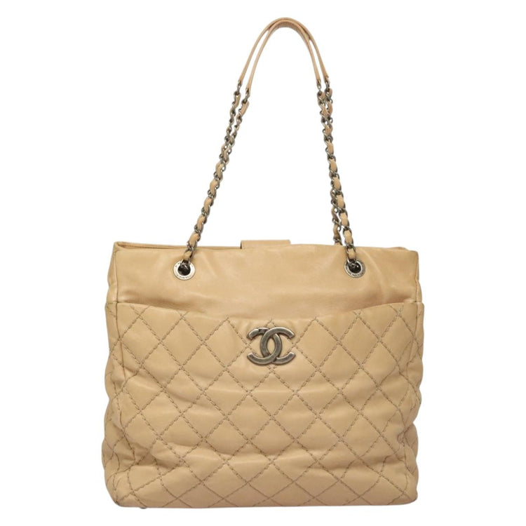 Vintage 2013 Chanel Beige Wild Stitch Tote Bag
