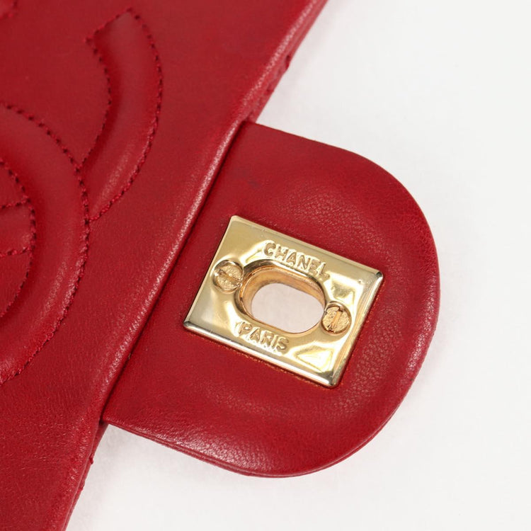 Vintage 1989 Chanel Matelasse Chain Lambskin Red Shoulder Bag