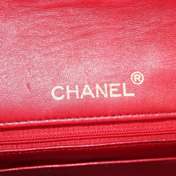 Vintage 1989 Chanel Matelasse Chain Lambskin Red Shoulder Bag