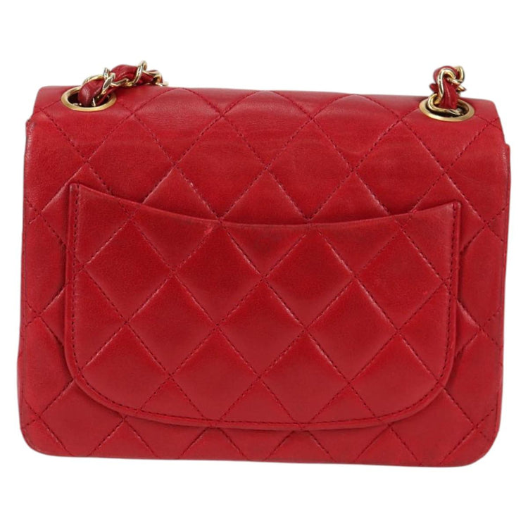 Vintage 1989 Chanel Matelasse Chain Lambskin Red Shoulder Bag
