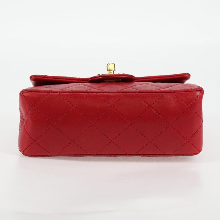 Vintage 1989 Chanel Matelasse Chain Lambskin Red Shoulder Bag