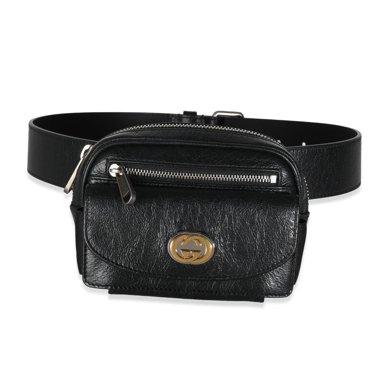 Pre-Loved Gucci Black Cracked Calfskin Morpheus Belt Bag