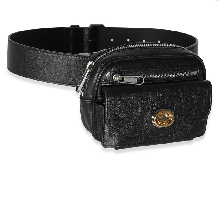 Pre-Loved Gucci Black Cracked Calfskin Morpheus Belt Bag