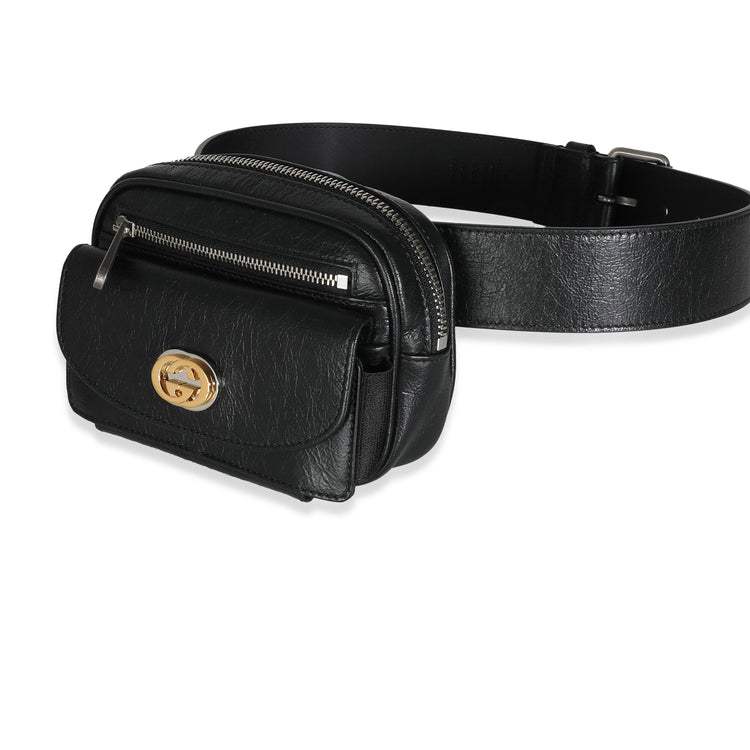 Pre-Loved Gucci Black Cracked Calfskin Morpheus Belt Bag