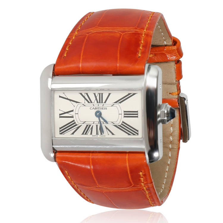 Pre-Loved Cartier Orange Alligator Women's Watch in  Stainless Steel