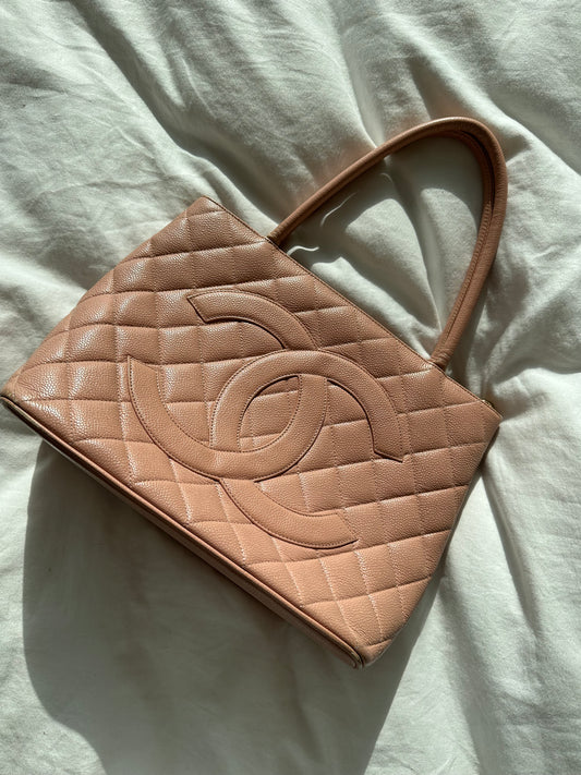 Vintage Chanel Medallion Light Pink Tote