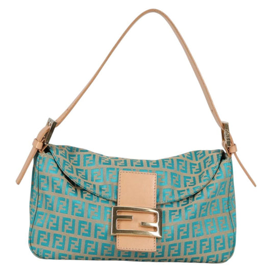 Vintage Fendi Zucchino Canvas Mamma Baguette Shoulder Bag