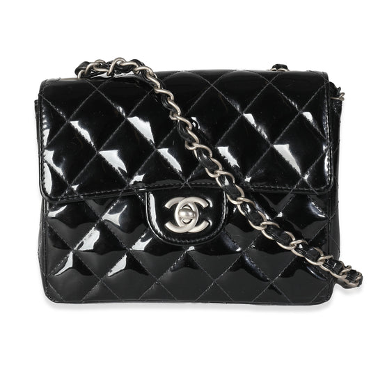 Vintage 2000 Chanel Black Quilted Patent Mini Square Flap Bag