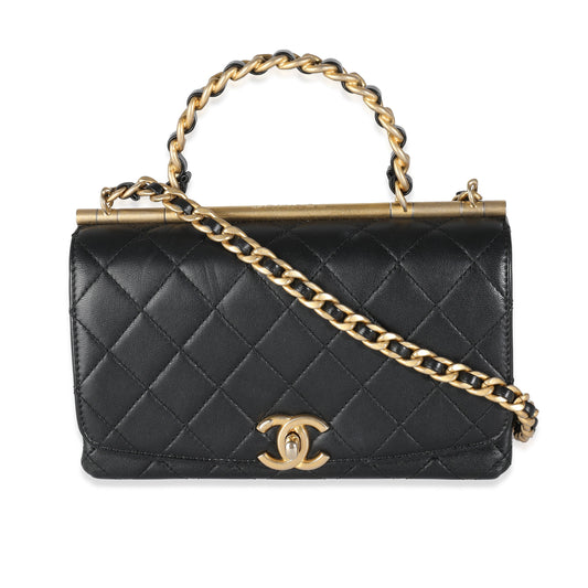 Pre-Loved Chanel Black Lambskin Flap Bag