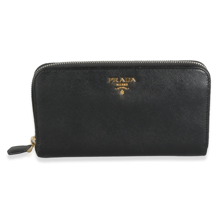 Vintage Prada Black Saffiano Large Wallet