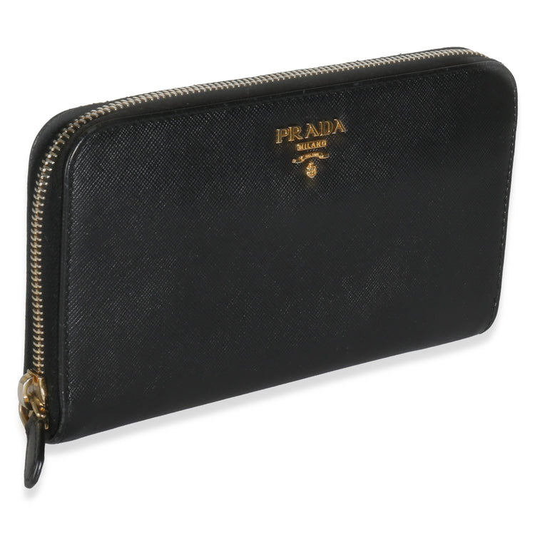 Vintage Prada Black Saffiano Large Wallet