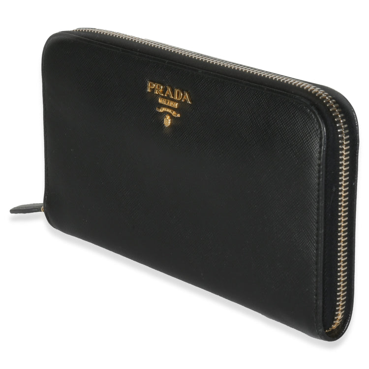 Vintage Prada Black Saffiano Large Wallet