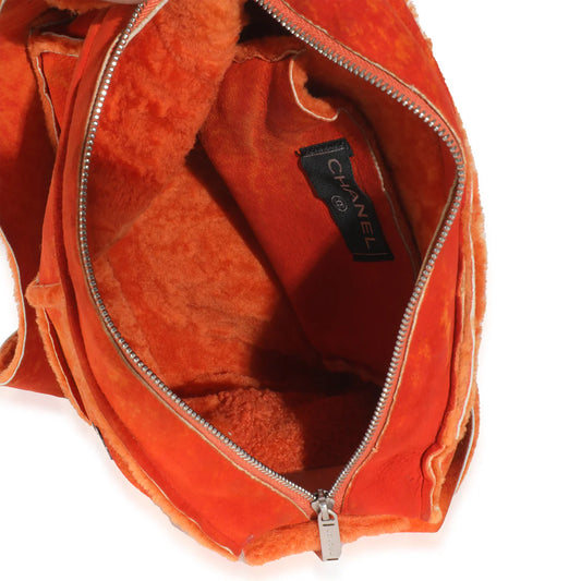 Vintage 2000 Chanel Orange Suede Shearling Messenger