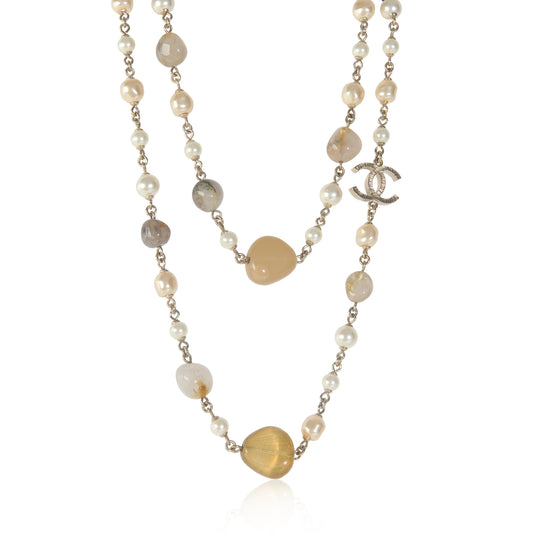 Gold-Plated 2014 100th Anniversary Faux Pearl & Bead Station Necklace