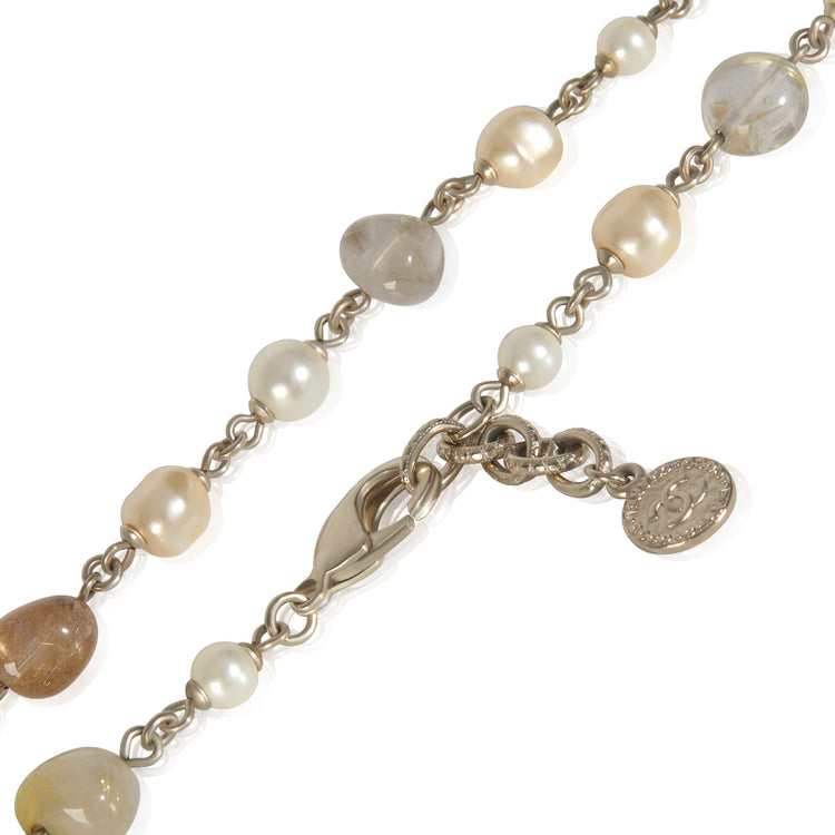 Gold-Plated 2014 100th Anniversary Faux Pearl & Bead Station Necklace