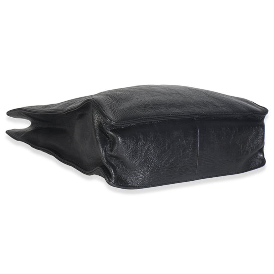 Chanel Black Shiny Aged Calfskin North South Shopping Bag Handbag clasp