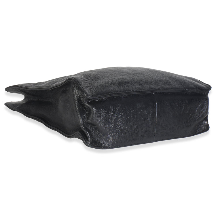 Chanel Black Shiny Aged Calfskin North South Shopping Bag Handbag clasp